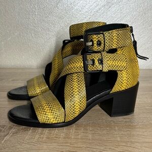 Rag & Bone Women 39 US 8.5 Yellow Python Madrid Sandals Block Heel